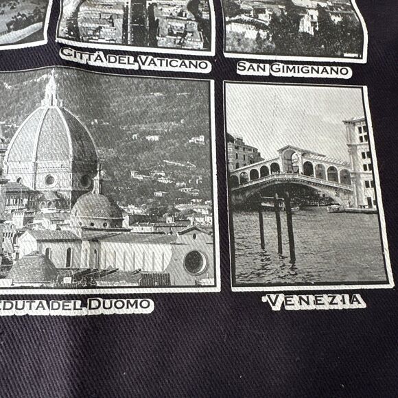 Canvas Tote Bag Scenes Of Italy Navy Blue Carry-All - Picture 9 of 11